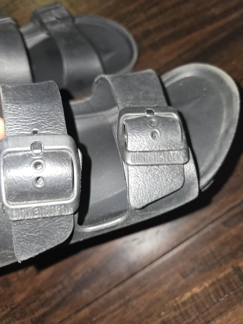 Birkenstock Look Alike Black Double Buckle Slide Sandals